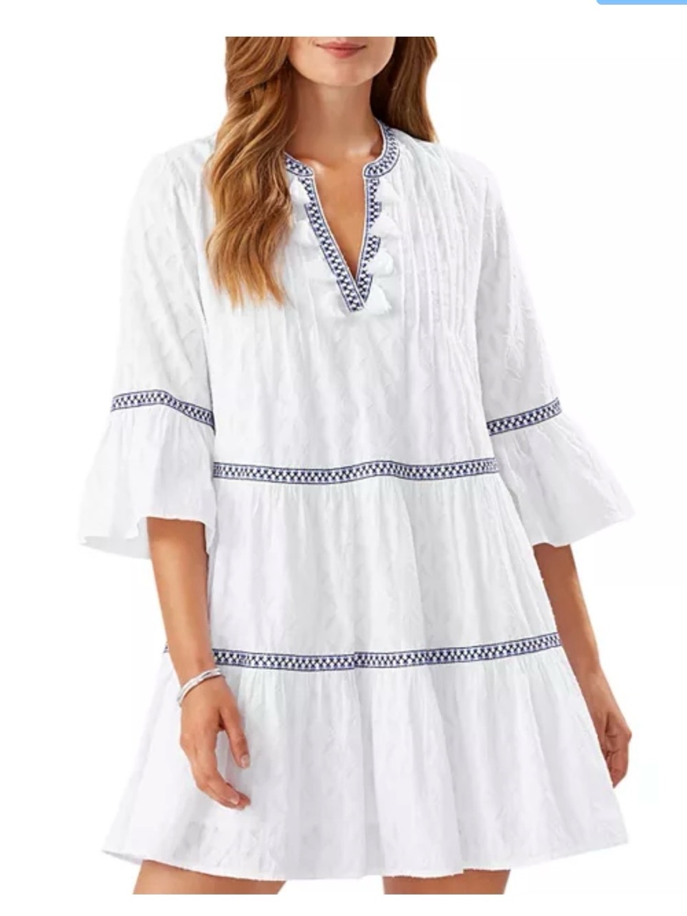 Tommy Bahama White Swim Cover-Up with Navy Trim